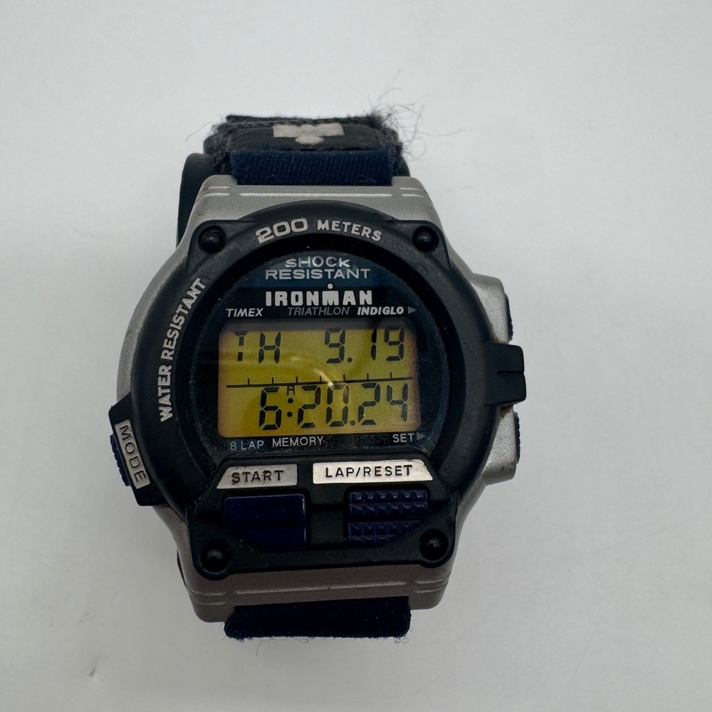 Timex Ironman Triathlon Indiglo Watch 200M Shock Resistant 8 Lap Memory Black